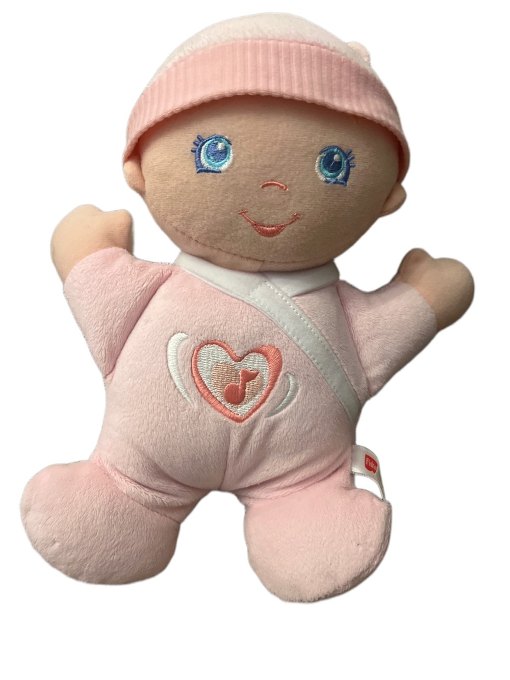 Fisher Price Hug N Giggle Baby Pink Plush Lovey Doll Brilliant Basics works